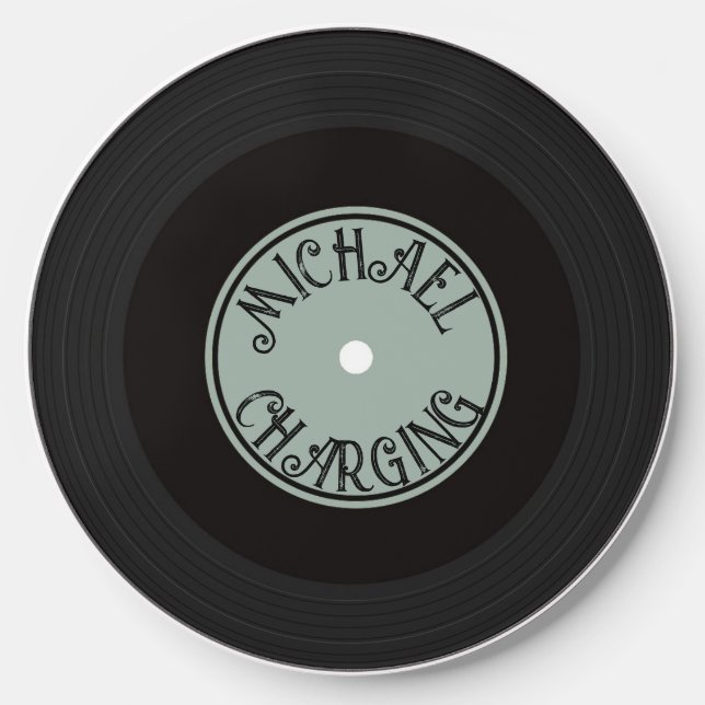 Retro Vinyl Record Personalized Wireless Charger (Front)
