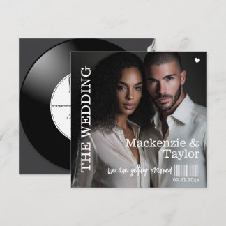 Retro Vinyl Record Photo Cover Wedding Invitation