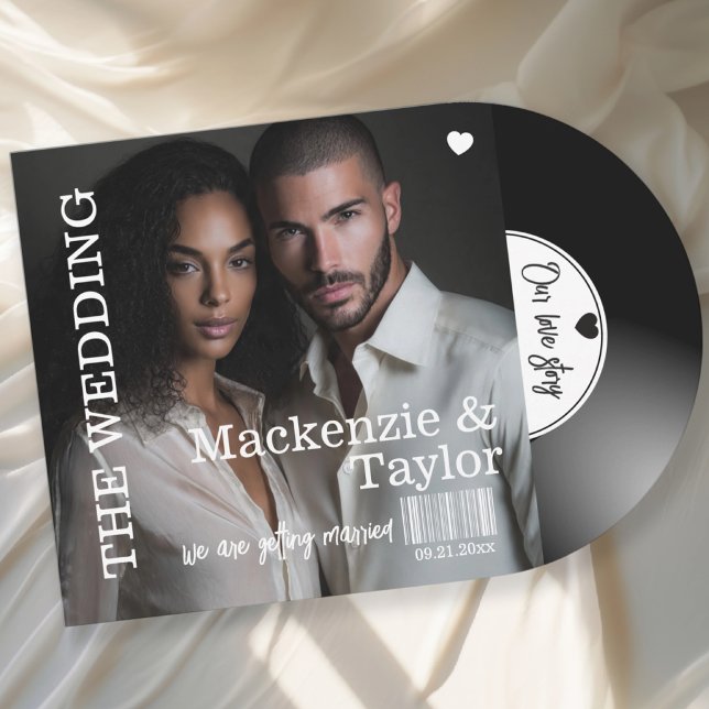 Retro Vinyl Record Photo Cover Wedding Invitation (Retro Vinyl Record Photo Cover Wedding Invitation by Ricaso - Novelty music themed wedding invites)
