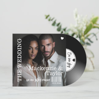 Retro Vinyl Record Photo Cover Wedding Invitation