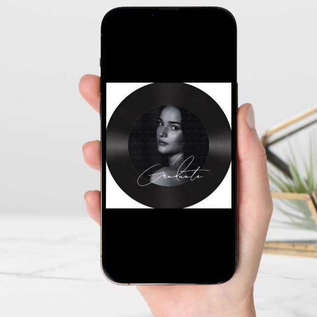 Retro vinyl record photo graduation  announcement (Front Digital)