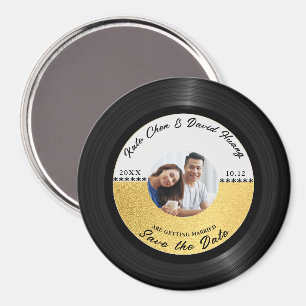 Retro Vinyl Record Photo Save the Date Magnet