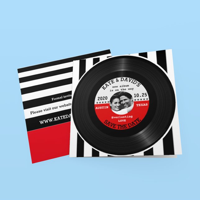 Retro Vinyl Record Photo Save The Date Template (Creator Uploaded)