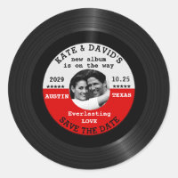 Retro Vinyl Record Photo Save The Date Template