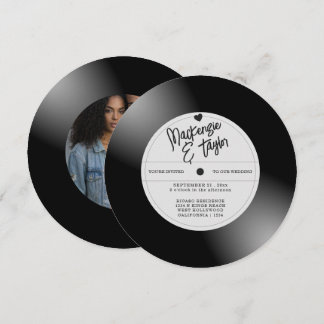 Retro Vinyl Record Photo Wedding Invitation