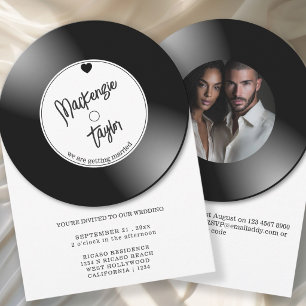 Retro Vinyl Record Photo Wedding Invitation