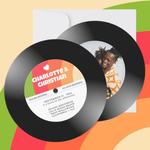 Retro Vinyl Record Photo Wedding Invitation