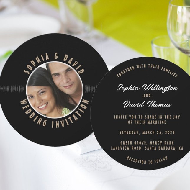 Retro Vinyl Record PHOTO Wedding  Invitation (Creator Uploaded)