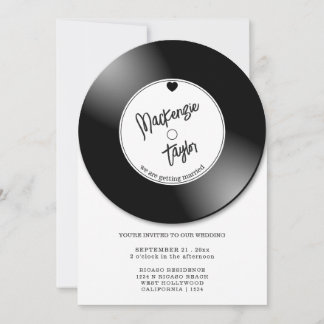 Retro Vinyl Record Photo Wedding Invitation