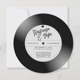 Retro Vinyl Record Photo Wedding Invitation