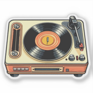 Retro Vinyl Record Player Sticker