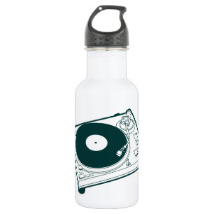 Retro Vinyl Record Player Turntable Art Stainless Steel Water Bottle