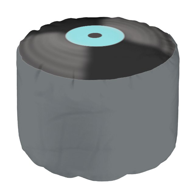 Retro Vinyl Record Pouf Ottoman  (Angled Front)