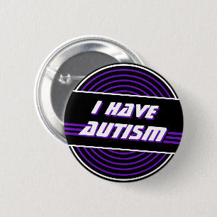 Retro Vinyl Record Purple I Have Autism Button