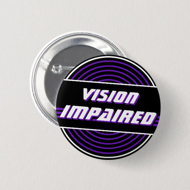 Retro Vinyl Record Purple Vision Impaired Button (Front & Back)