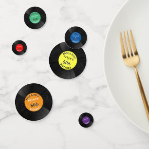Retro Vinyl Record Rock N Roll Colorful Birthday Confetti