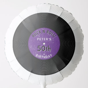 Retro Vinyl Record Rock N Roll Purple Birthday Balloon