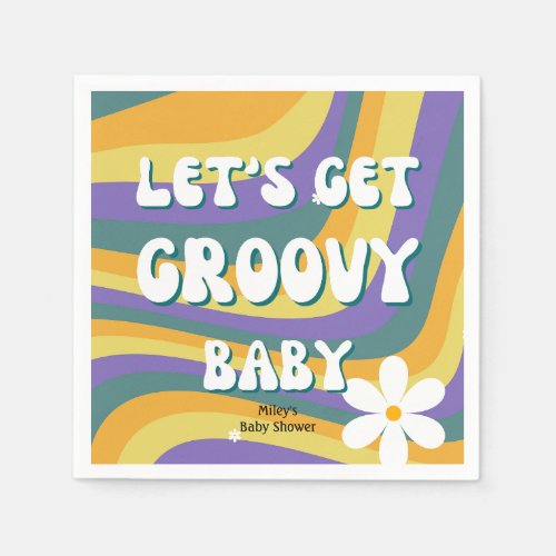 Retro Vinyl Record Rocks Funky 80s Hippe Baby Girl Napkins