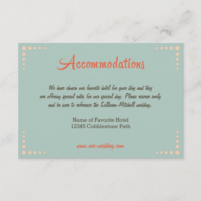 Retro Vinyl Record Sky Blue Wedding Accommodations Enclosure Card (Front)