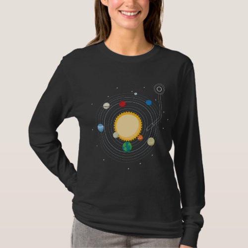 Retro Vinyl Record Solar System Space Planets Sun  T_Shirt