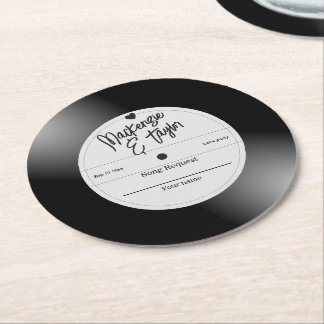 Retro Vinyl Record Song Request Round Paper Coaster