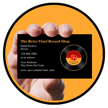 Retro Vinyl Record Store 45 Rpm Theme Business Card by Luckyturtle at Zazzle