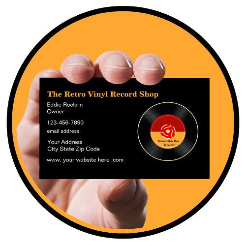 Retro Vinyl Record Store 45 RPM Theme Business Card