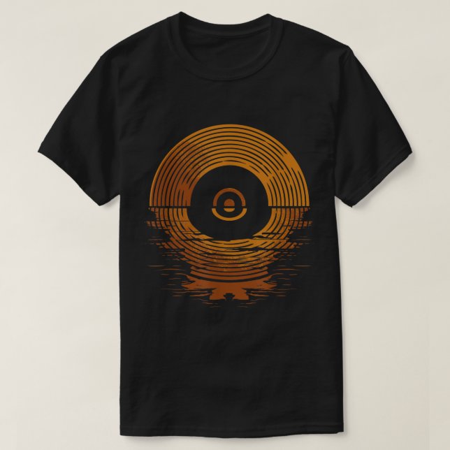 Retro Vinyl Record Sunset Design T-Shirt (Design Front)