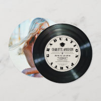Retro Vinyl Record Tan Graduation Photo
