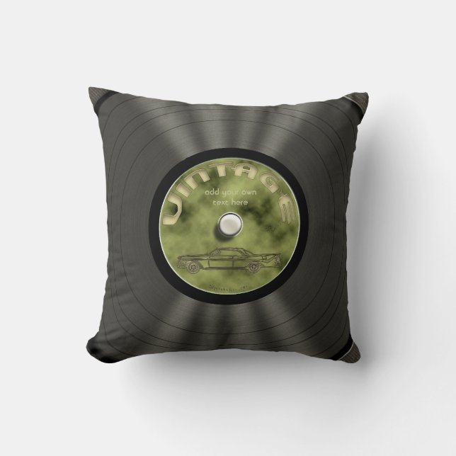 Retro Vinyl Record Throw Pillow (Front)
