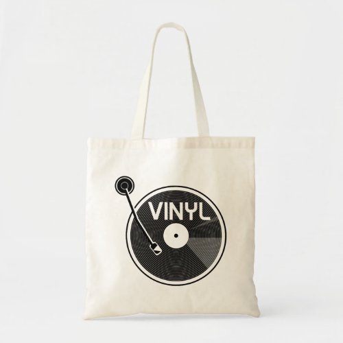 Retro Vinyl Record Turntable Tote Bag