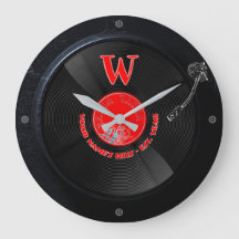 Retro Vinyl Record Wall Clock with Custom Name