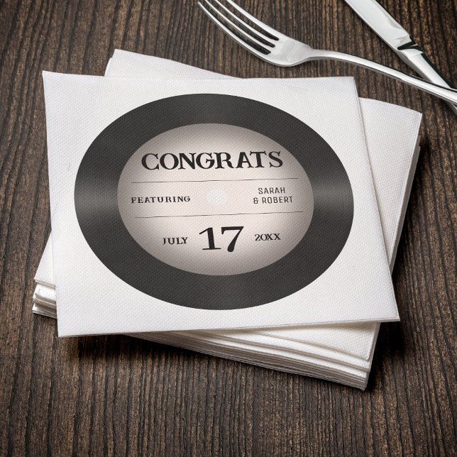 Retro Vinyl Record Wedding Congratulations Napkins (Retro Vinyl Record Wedding Congratulations Napkins
)