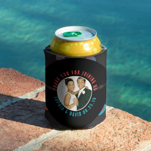 Retro Vinyl Record Wedding Favor Photo Thank You Can Cooler