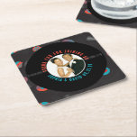 Retro Vinyl Record Wedding Favor Photo Thank You Square Paper Coaster<br><div class="desc">Retro Vinyl Record Wedding Favor Photo Thank You  Paper Coaster. Unique & novel design! To change the text,  use the personalized option. Choose the 'Customize' option for more extensive text changes,  such as changes to the font,  font color,  text size,  and layout. Adjust your photo to fit.</div>
