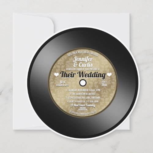 Retro Vinyl Record Wedding Invitation