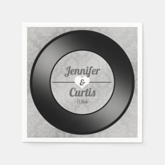 Retro Vinyl Record Wedding Napkin