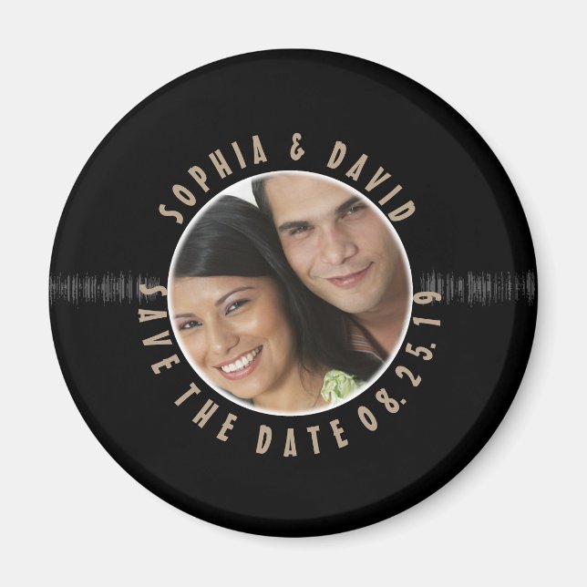 Retro Vinyl Record Wedding PHOTO SAVE THE DATE Magnet (Front)
