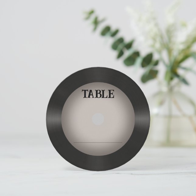Retro Vinyl Record Wedding Place Card (Standing Front)