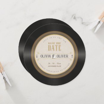 Retro Vinyl Record Wedding Save The Date Invitation by Staryouuu at Zazzle