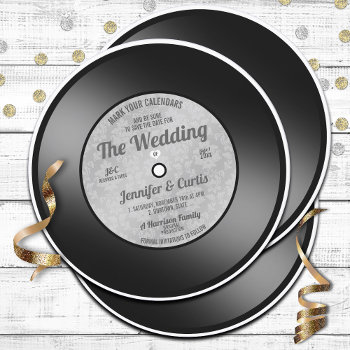 Retro Vinyl Record Wedding Save The Date Invitation by reflections06 at Zazzle