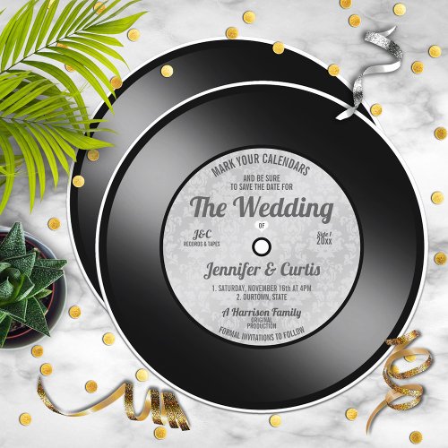 Retro Vinyl Record Wedding Save the Date Invitation