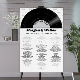 Retro Vinyl Record Wedding Seating Chart Foam Board