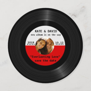 Retro Vinyl Record Your Photo Save-the-Date Save The Date