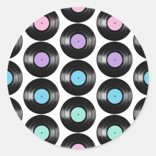 Retro Vinyl Records Colorful Pattern Classic Round Sticker