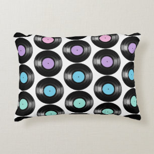 Retro Vinyl Records Colorful Pattern Design Decorative Pillow
