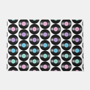 Retro Vinyl Records Colorful Pattern Design Doormat