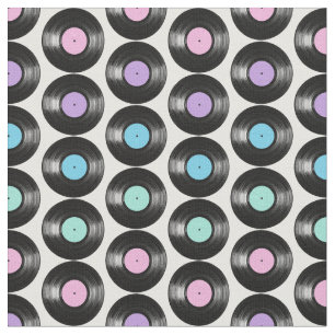 Retro Vinyl Records Colorful Pattern Design Fabric