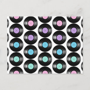 Retro Vinyl Records Colorful Pattern Design Postcard