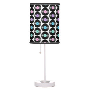Retro Vinyl Records Colorful Pattern Design Table Lamp